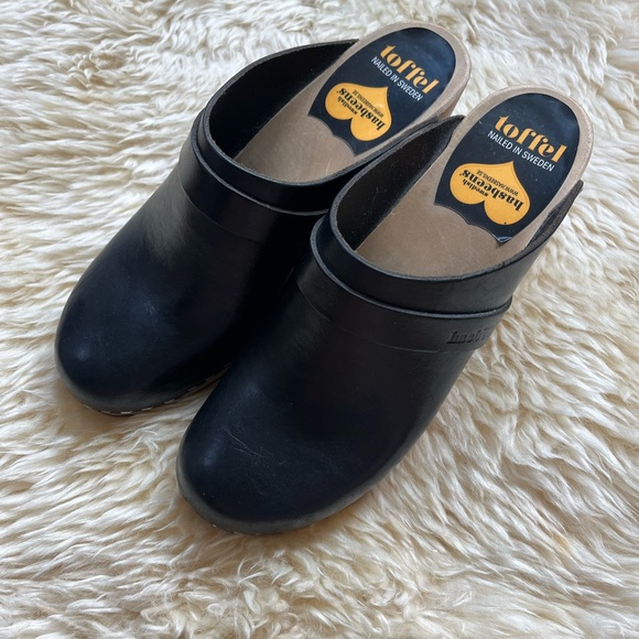 Swedish Hasbeens Slip-In Classic Clogs size 39 BLACK - Picture 3 of 13